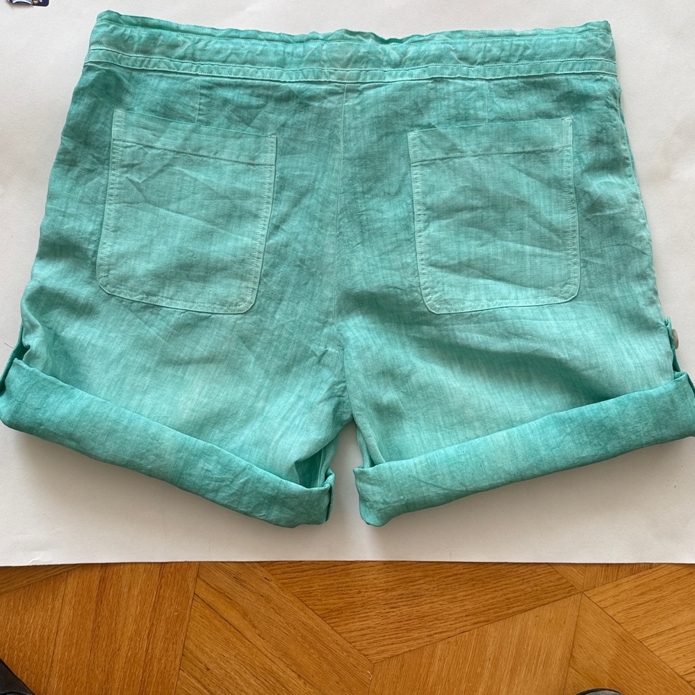 NWT Auth 120% LINO linen turquoise SHORTS/ Bermuda shorts sz M-10/12- 46 ITALY - Picture 2 of 16
